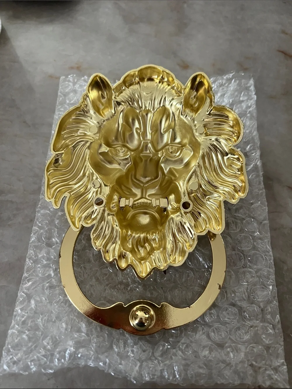 Vintage Gold Lion Head Wall Door Knocker